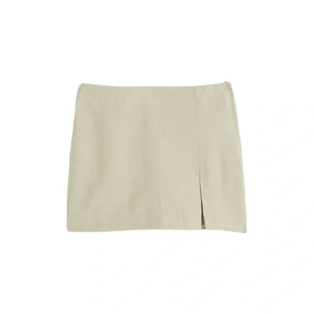 💚5/$25 H&M Linen Blend Mini Skirt Size 14 Beige